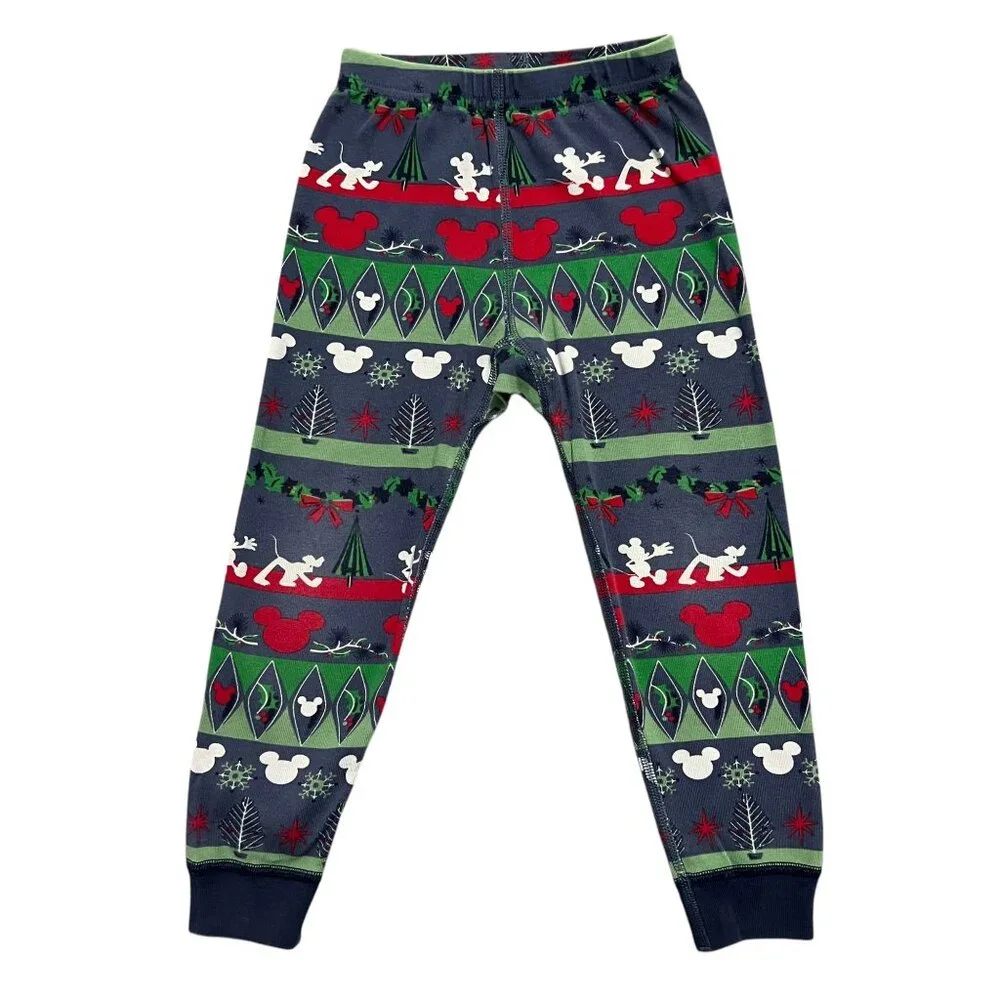 Hanna Andersson + Disney Sz 100 (4Y) Mickey Mouse Fair Isle Christmas Pajamas